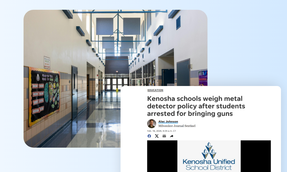 Kenosha schools evaluate metal detector policies following student arrests for bringing guns to campus. Analysis of AI-powered detection solutions.