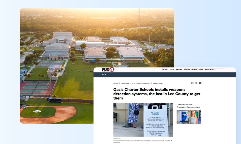 Oasis Charter Schools becomes last Lee County district to install weapons detection systems. Analysis of county-wide implementation trends.